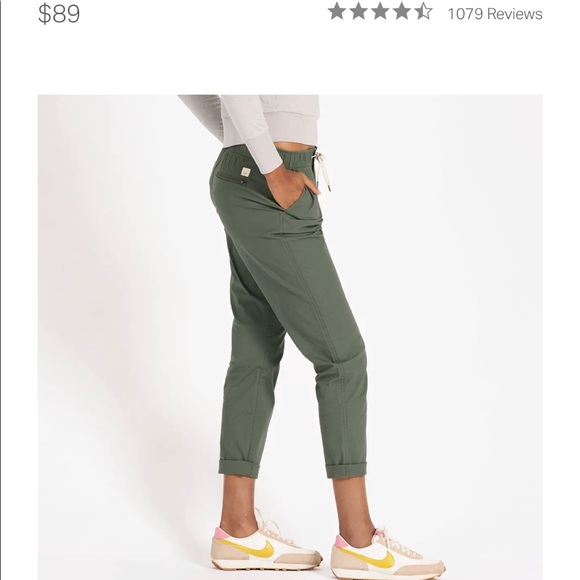 Vuori Ripstop Green Army Climber Pant L Zipper Pockets women’s - Picture 1 of 14